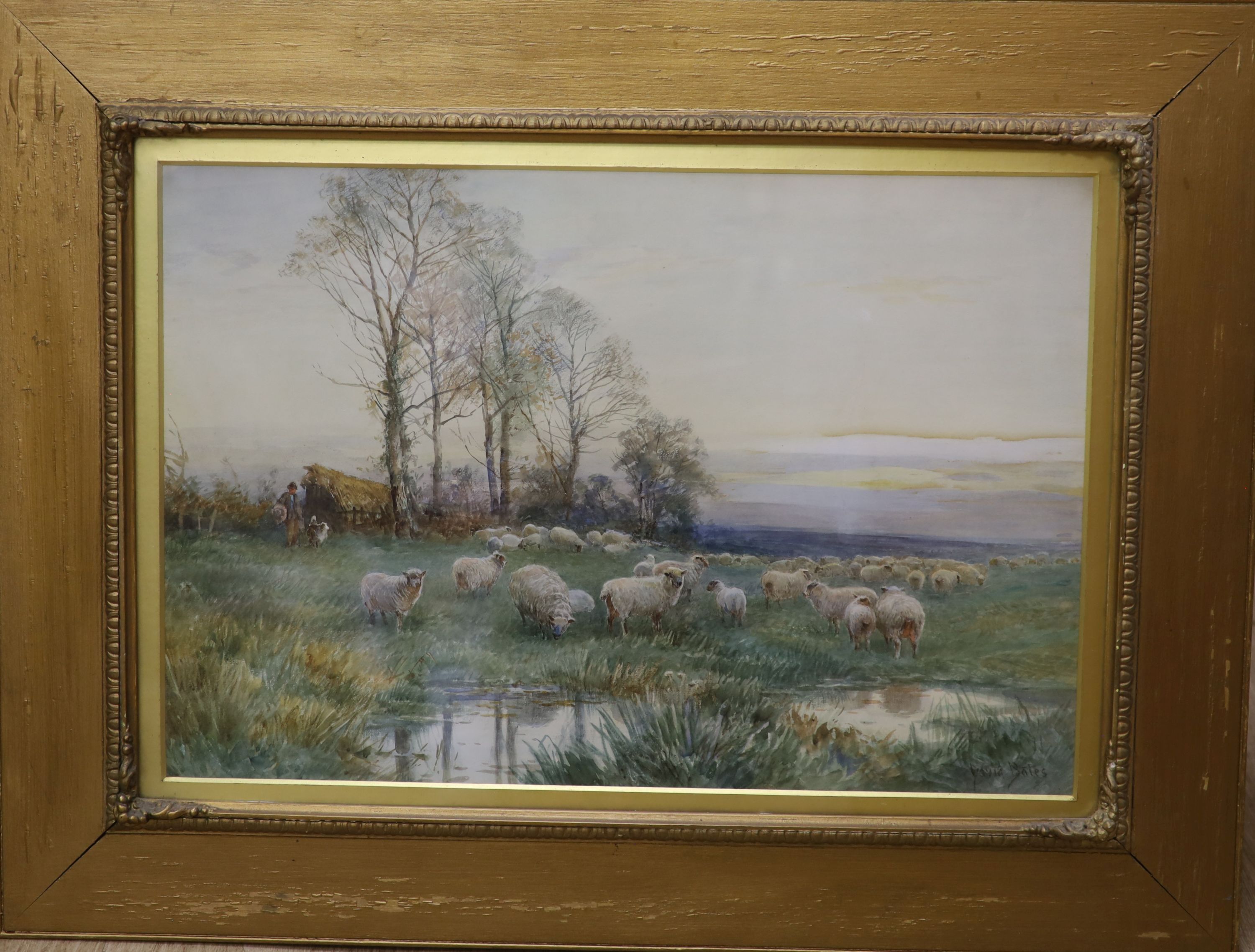 David Bates (1840-1921), watercolour, 'The Hock (Evening)', signed, 36 x 53cm